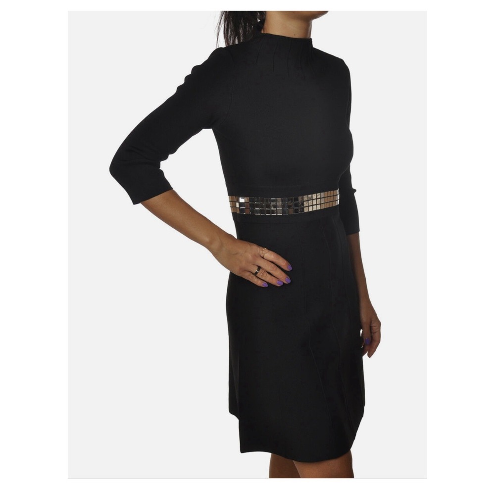 Pinko Midi Dress 3/4 Sleeves Black Sz Large RN 148361 Women's‎